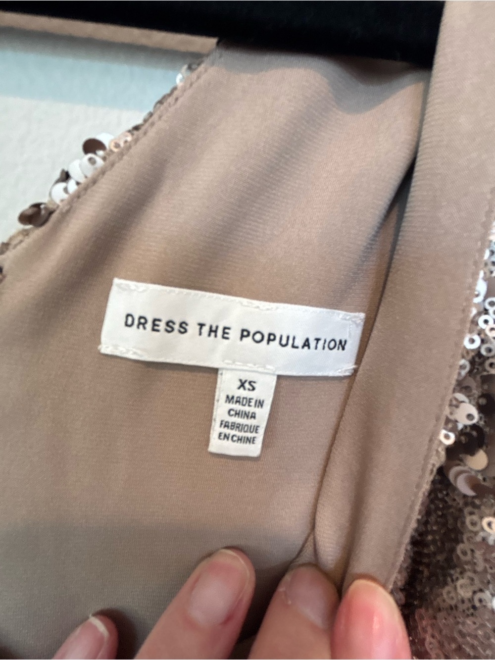 Dress the Population Rose Gold Sequin V-Neck Mini Dress - Picture 3 of 5